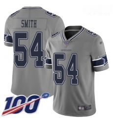 Cowboys #54 Jaylon Smith Gray Youth Stitched Football Limited Inverted Legend 100th Season Jersey