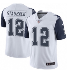 Youth Nike Dallas Cowboys 12 Roger Staubach Limited White Rush Vapor Untouchable NFL Jersey