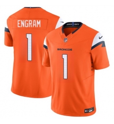 Men Denver Broncos 1 Evan Engram Orange 2025 F U S E  Vapor Limited Stitched Football Jersey