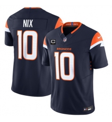 Men Denver Broncos 10 Bo Nix Navy 2025 F U S E  With 2 Star C Patch Vapor Limited Stitched Football Jersey
