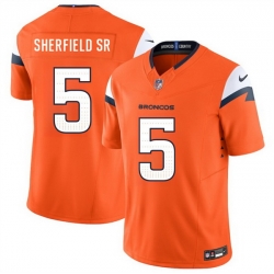 Men Denver Broncos 5 Trent Sherfield Sr Orange 2024 F U S E  Vapor Limited Stitched Football Jersey