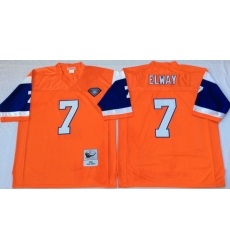 Men Denver Broncos 7 John Elway Orange M&N Throwback Jersey