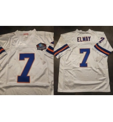 Men Denver Broncos 7 John Elway White Hall of Fame Patch Stitched Football Jersey Men Denver Broncos 7 John Elway White Hall of Fame Patch Stitched Football Jersey