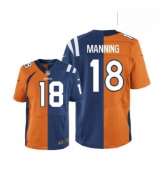 Men Nike Denver Broncos 18 Peyton Manning Elite Navy BlueWhite Split Fashion NFL Jersey