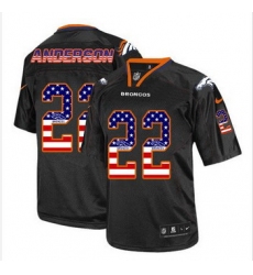 New Denver Broncos #22 C.J. Anderson Black Men' Stitched NFL Elite USA Flag Fashion Jersey