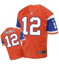 Nike Broncos #12 Andre Caldwell Orange Throwback Mens Stitched NFL Elite Jersey