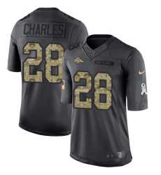 Nike Broncos #28 Jamaal Charles Black Mens Stitched NFL Limited 2016 Salute to Service Jersey