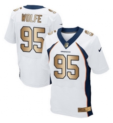 Nike Broncos #95 Derek Wolfe White Mens Stitched NFL New Elite Gold Jersey