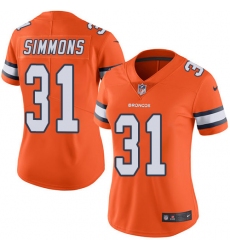 Nike Broncos #31 Justin Simmons Orange Womens Stitched NFL Limited Rush Jersey