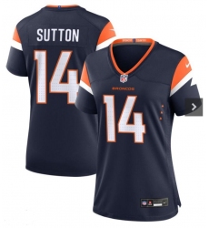 Women Denver Broncos 14 Courtland Sutton Navy 2024 F U S E Vapor Limited Stitched Football Jersey
