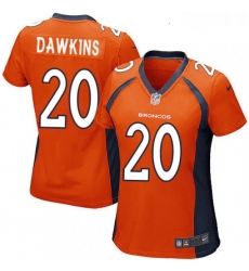 Womens Nike Denver Broncos 20 Brian Dawkins Game Orange Team Color NFL Jersey