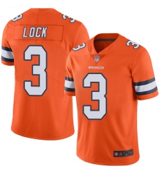 Broncos 3 Drew Lock Orange Youth Stitched Football Limited Rush Jersey