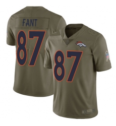 Broncos 87 Noah Fant Olive Youth Stitched Football Limited 2017 Salute to Service Jersey