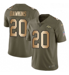 Youth Nike Denver Broncos 20 Brian Dawkins Limited OliveGold 2017 Salute to Service NFL Jersey