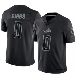 Men Detroit Lions 0 Jahmyr Gibbs Black Reflective Vapor Stitched NFL Jersey