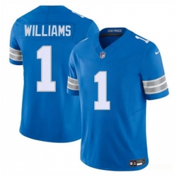 Men Detroit Lions 1 Jameson Williams Blue 2025 F U S E  Vapor Limited Stitched Jersey