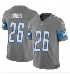 Men Detroit Lions 26 Jahmyr Gibbs Grey 2023 F U S E  Vapor Untouchable Limited Stitched Football Jersey