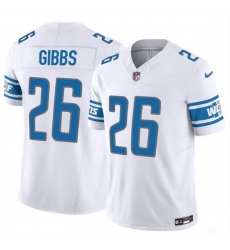 Men Detroit Lions 26 Jahmyr Gibbs White 2023 F U S E  Vapor Untouchable Limited Stitched Football Jersey