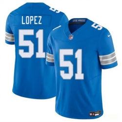 Men Detroit Lions 51 Roy Lopez Blue 2025 F U S E  Vapor Limited Stitched Jersey