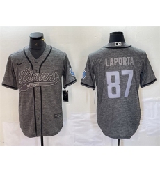 Men Detroit Lions 87 Sam LaPorta Grey Cool Base Stitched Baseball Jerseys