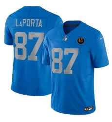 Men Detroit Lions 87 Sam LaPorta Sam LaPorta Blue 2025 F U S E With John Madden Patch Vapor Limited Stitched Jersey