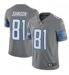 Men Nike Detroit Lions 81 Calvin Johnson Limited Steel Rush Vapor Untouchable NFL Jersey