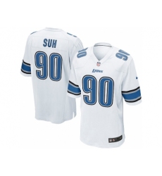 Nike Detroit Lions 90 Ndamukong Suh White Game NFL Jersey