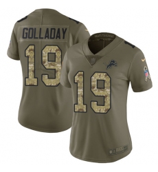 Nike Lions #19 Kenny Golladay Olive Camo Womens Stitched NFL Limited 2017 Salute to Service Jersey
