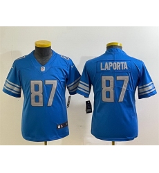 Women Detroit Lions 87 Sam LaPorta Blue Vapor Limited Stitched Football Jersey 