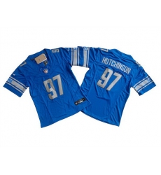 Women Detroit Lions 97 Aidan Hutchinson Blue 2023 F U S E  Vapor Limited Stitched Football Jersey 