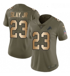 Womens Nike Detroit Lions 23 Darius Slay Jr Limited Olive Gold Salute to Service NFL Jersey