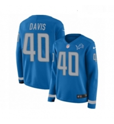 Womens Nike Detroit Lions 40 Jarrad Davis Limited Blue Therma Long Sleeve NFL Jersey