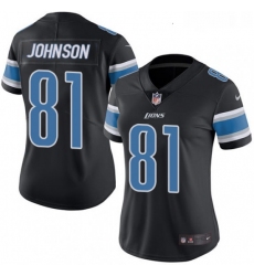 Womens Nike Detroit Lions 81 Calvin Johnson Limited Black Rush Vapor Untouchable NFL Jersey