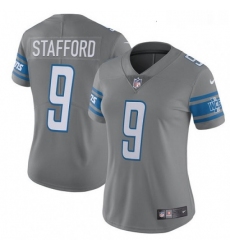 Womens Nike Detroit Lions 9 Matthew Stafford Limited Steel Rush Vapor Untouchable NFL Jersey