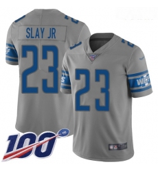 Lions #23 Darius Slay Jr Gray Youth Stitched Football Limited Inverted Legend 100th Season Jersey