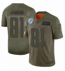 Youth Detroit Lions 81 Calvin Johnson Limited Camo 2019 Salute to Service Football Jersey