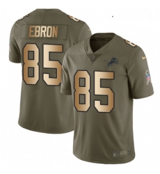 Youth Nike Detroit Lions 85 Eric Ebron Limited OliveGold Salute to Service NFL Jersey