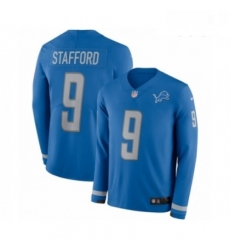 Youth Nike Detroit Lions 9 Matthew Stafford Limited Blue Therma Long Sleeve NFL Jersey