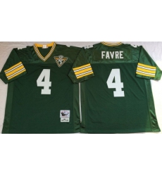 Men Green Bay Green Bay Packers 4 Brett Favre Green M&N Throwback Jersey