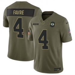 Men Green Bay Packers 4 Brett Favre Olive 2025 F U S E  Salute to Service Limited Stitched Football Jersey