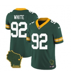 Men Green Bay Packers 92 Reggie White Green 2023 F U S E  Home Patch Vapor Untouchable Limited Stitched Jersey