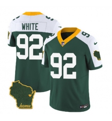 Men Green Bay Packers 92 Reggie White Green White 2023 F U S E  Home Patch Vapor Untouchable Limited Stitched Jersey