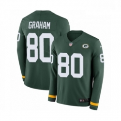 Men Nike Green Bay Packers 80 Jimmy Graham Limited Green Therma Long Sleeve NFL Jersey