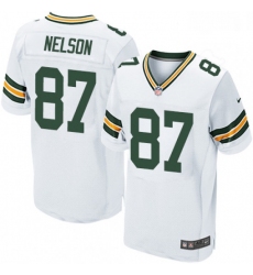 Men Nike Green Bay Packers 87 Jordy Nelson Elite White NFL Jersey