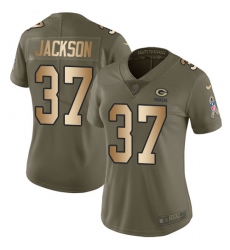 Nike Packers #37 Josh Jackson Olive Gold Womens Stitched NFL Limited 2017 Salute to Service Jersey