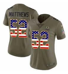 Womens Nike Green Bay Packers 52 Clay Matthews Limited OliveUSA Flag 2017 Salute to Service NFL Jersey