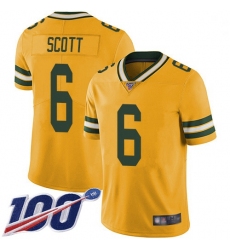 Youth Packers 6 JK Scott Yellow Stitched Football Limited Rush 100th Season Jersey