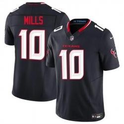 Men Houston Texans 10 Davis Mills Navy 2025 F U S E  Vapor Limited Stitched Football Jersey
