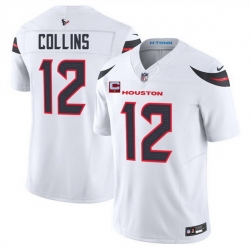 Men Houston Texans 12 Nico Collins White 2025 F U S E  With 1 Star C Patch Vapor Limited Stitched Football Jersey