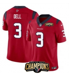 Men Houston Texans 3 Tank Dell Red 2023 F U S E  AFC South Champions Patch Vapor Untouchable Limited Stitched Football Jersey